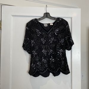 Vintage Stenay silk beaded top